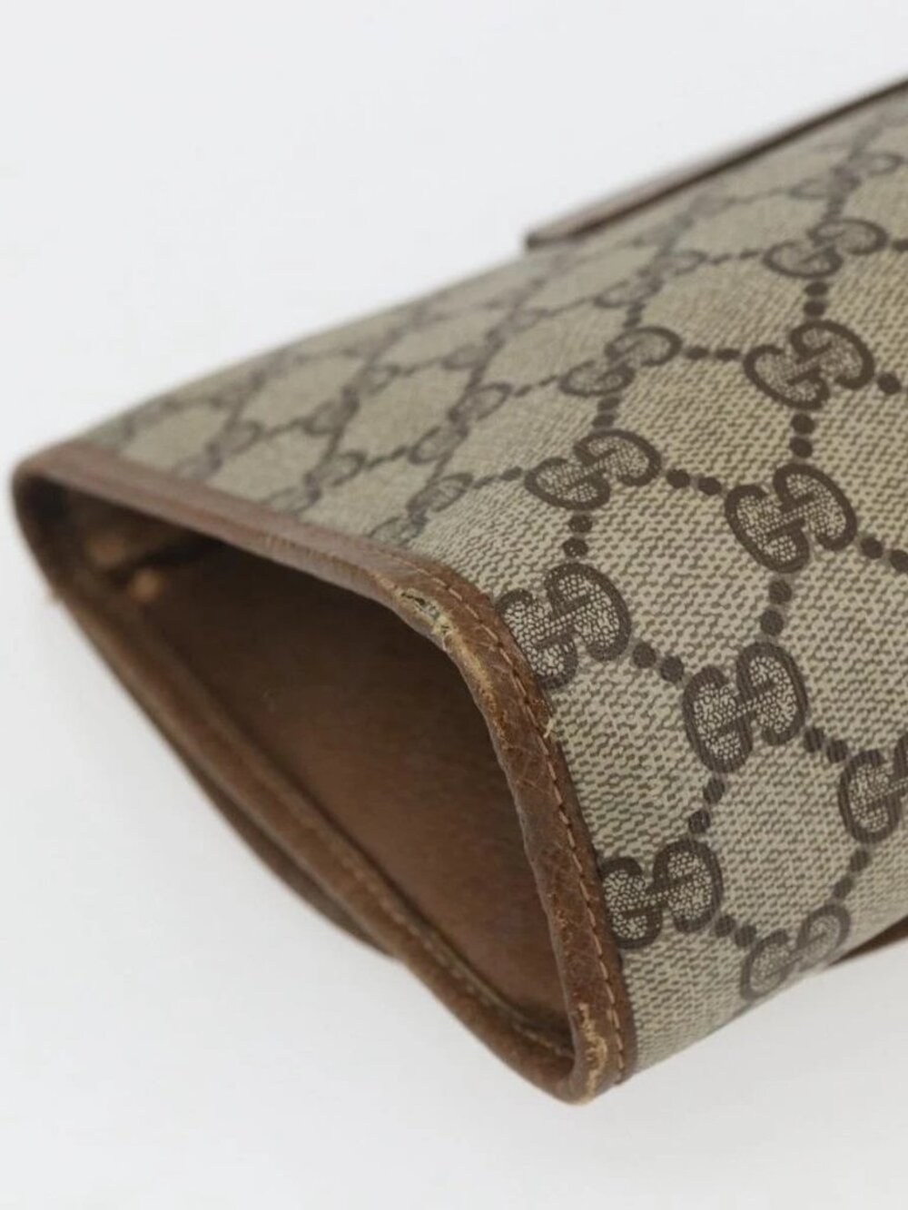 GUCCI GG Supreme Web Sherry Line Clutch Bag PVC Beige Gold 89 01 030 Auth ti3667 - Picture 11 of 16